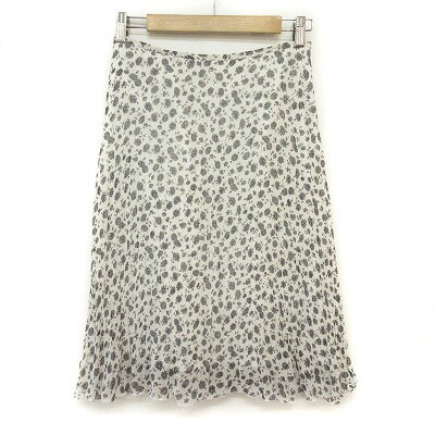 【中古】アー・ヴェ・ヴェスタンダード ミッシェルクラン a.v.v standard スカート フレア 花柄 シフォン 38 白 ホワイト レディース 【ベクトル 古着】 240316