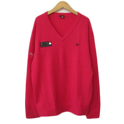 【中古】OCLUNLC クランクゴルフ セーター ニット Vネック カシミヤ O ピンク メンズ 【ベクトル 古着】 240321