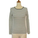 【中古】ナチュラルビューティーベーシック NATURAL BEAUTY BASIC カットソー ニット ボーダー ウール混 M 白 ホワイト 黒 ブラック レデ...