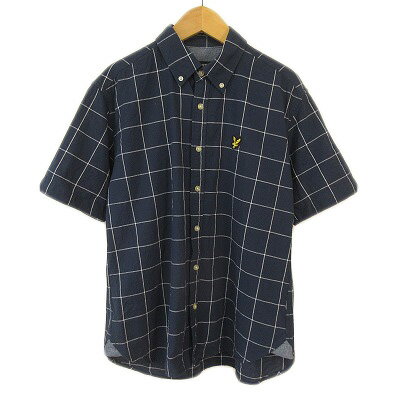 【中古】ライル&スコット LYLE&SCOTT シャツ ボタンダウン グラフチェック 格子柄 半袖 M 紺 ネイビー メンズ 【ベクトル 古着】 240328