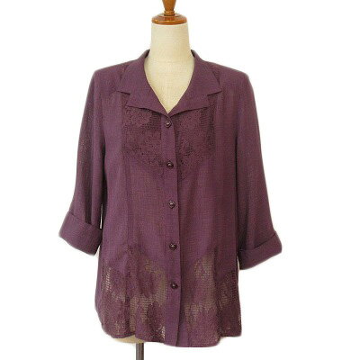 【中古】ノアージュ noa-ge ブラウス オープンカラー レース M 紫 パープル レディース 【ベクトル 古..