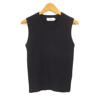 【中古】ビームスハート BEAMS HEART カットソー リブニット ノースリーブ S 紺 ネイビー レディース ..
