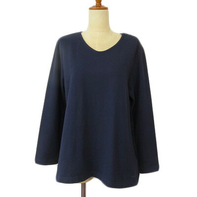 【中古】スウィッチモーション Switch Motion カットソー ドッキング 無地 チェック LL 紺 ネイビー レディース 【ベクトル 古着】 240511