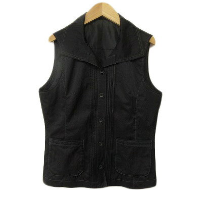 【中古】レスピーギ RESPIGHI ジャケット ベスト ステッチ ナイロン 38 黒 ブラック レディース 【ベクトル 古着】 240512