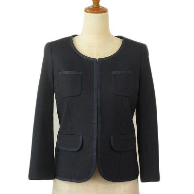 【中古】バナナリパブリック BANANA REPUBLIC ジャケット ノーカラー パイピング 0 紺 ネイビー レディース 【ベクトル 古着】 240530