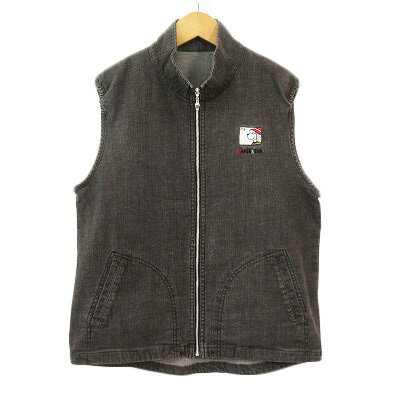 【中古】PAOLA&EVA パオラアンドエヴァ ゴルフ ベスト ジップアップ デニム ワッペン グレー レディース 【ベクトル 古着】 240526