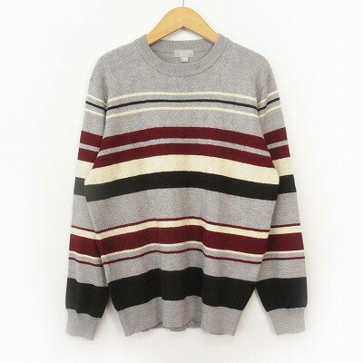 【中古】YUKI TORII HOMME ユキトリイオム ニット セーター ボーダー M グレー メンズ 【ベクトル 古着】 241203