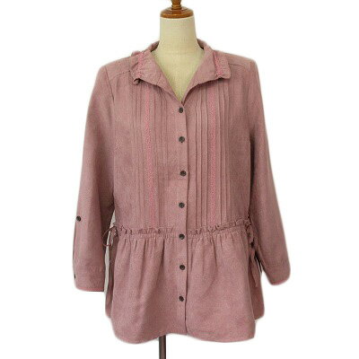 【中古】ノアージュ noa-ge シャツジャケット レース フリル ピーチスキン M ピンク レディース 【ベク..