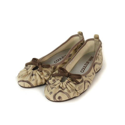 【中古】クロールバリエ COULEUR VARIE バレエシューズ インヒール 花柄 23 ベージュ レディース 【ベクトル 古着】 240605