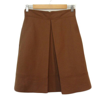 【中古】マックス&コー MAX&CO. スカート フレア タック コットン リネン 40 国内正規 茶 ブラウン レディース 【ベクトル 古着】 240618