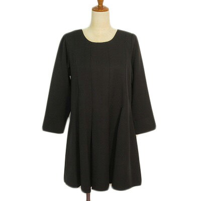 【中古】未使用品 ティアクラッセ Tiaclasse ワンピース フレア タック 長袖 L 黒 ブラック レディース 【ベクトル 古着】 240619