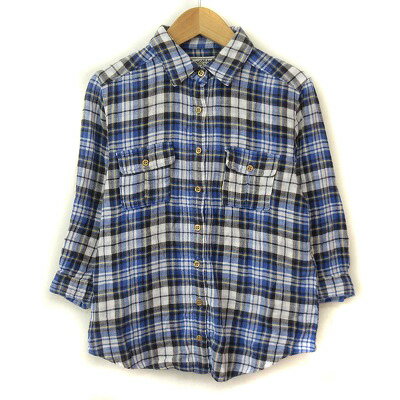 Long-Sleeved - 【中古】ローズバッド ROSE BUD シャツ チェック 長袖 七分袖 1 青 ブルー レディース 【ベクトル 古着】 240701