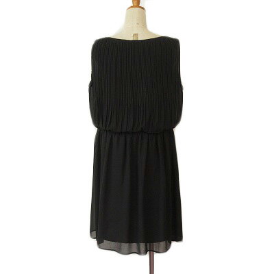 【中古】アー・ヴェ・ヴェスタンダード ミッシェルクラン a.v.v standard ワンピースフレア プリーツ シフォン ノースリーブ M 黒 ブラック レディース 【ベクトル 古着】 240630