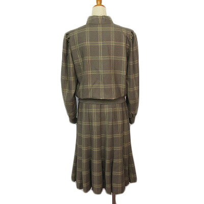 【中古】レリアン Leilian ヴィンテージ レトロ セットアップ スーツ ブラウス スカート チェック 9 グレー レディース 【ベクトル 古着】 240801 3