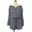 【中古】ギャップ GAP シャツ ブラウス ノーカラー 総柄 ドロスト XXS 紺 ネイビー レディース 【ベクトル 古着】 241010