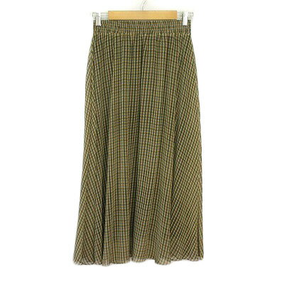 エムケー ミッシェルクラン MK MICHEL KLEIN チェック柄シフォンスカート 38 茶 ブラウン 緑 グリーン レディース 241024