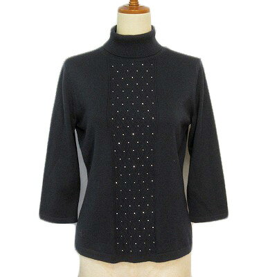 【中古】エルミダ EL MIDAS セーター ニット タートルネック ラインストーン 9 紺 ネイビー レディース..