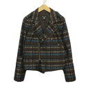 【中古】bellus closet ベルスクローゼット ワールド ジャケット ライダース チェック 40 茶 ブラウン レディース 【ベクトル 古着】 2411...