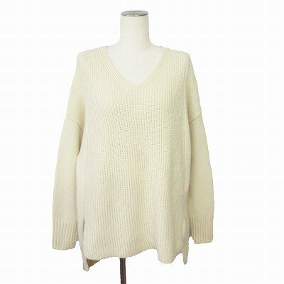 【中古】1er Arrondissement プルミエ アロンディスモン ニット ワンピース ミニ チュニック Vネック ウール カシミヤ混 オフホワイト レディース 【ベクトル 古着】 250122