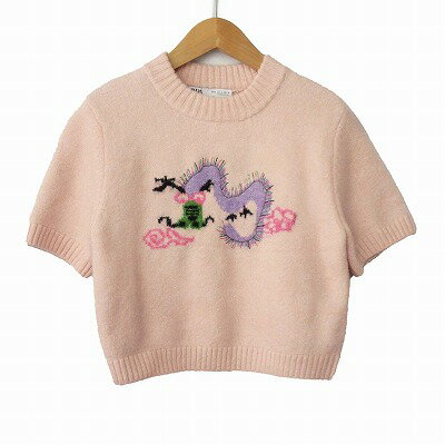 【中古】ザラ ZARA ニット セーター ショート丈 半袖 龍 ドラゴン S ピンク レディース 【ベクトル 古着】 250118 【中古】ザラ ZARA ニット セーター ショート丈 半袖 龍 ドラゴン S ピンク レディース 【ベクトル 古着】 250118