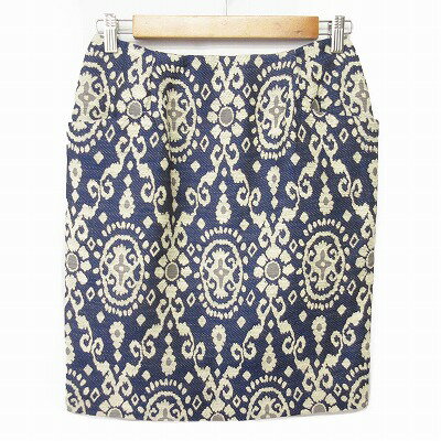 【中古】トゥモローランドコレクション TOMORROWLAND collection スカート ジャガード 膝丈 タイト 38 青 レディース 【ベクトル 古着】 250125