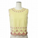 【中古】リリーブラウン Lily Brown 刺繍ノースリトップス 花 フラワー スカラップ F 黄 イエロー レディース 【ベクトル 古着】 250322(4)