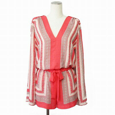 【中古】ビーシービージーマックスアズリア BCBGMAXAZRIA オールインワン ロンパース 総柄 XXS ピンク レディース 【ベクトル 古着】 250323