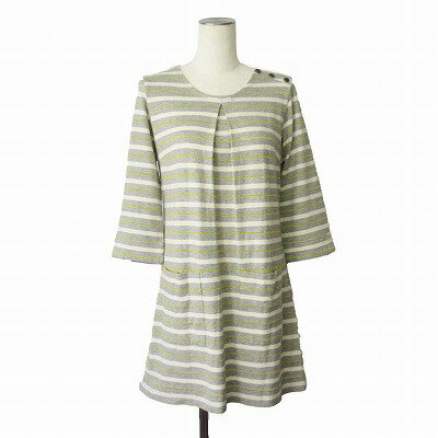 【中古】シンプルライフ SIMPLE LIFE レナウン カットソー チュニック ボーダー 七分袖 M グレー レディース 【ベクトル 古着】 250323