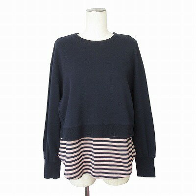 【中古】コムサ COMME CA レイヤード ミニ裏毛 プルオーバー スウェット タンクトップ 9 紺 レディース..