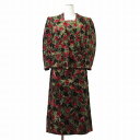 【中古】アトリエ里香 日本製 レトロ ヴィンテージ スーツ スカート ベロア 花柄 11 レディース 【ベクトル 古着】 250428