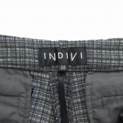 【中古】インディヴィ INDIVI パンツ スラックス センタープレス チェック 36 黒 ブラック レディース 【ベクトル 古着】 250603