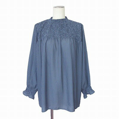 【中古】ノアージュ noa-ge ブラウス ハイネック 総柄 M 紺 レディース 【ベクトル 古着】 250628
