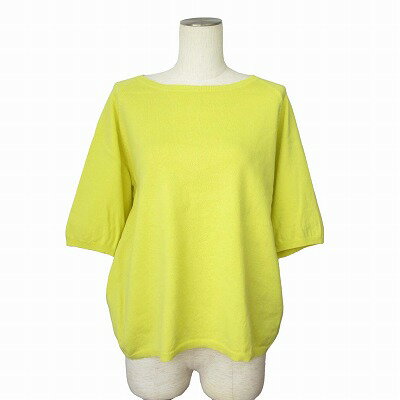【中古】ザラ ZARA ニット 薄手 五分袖 S 黄 イエロー レディース 【ベクトル 古着】 250703