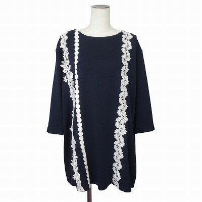 【中古】オットー コレクション OTTO collection チュニック レース 七分袖 L 紺 レディース 【ベクトル 古着】 250721