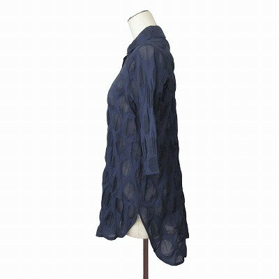 【中古】オットー コレクション OTTO collection シャツ チュニック丈 シアー ドット S 紺 ネイビー レディース 【ベクトル 古着】 250730