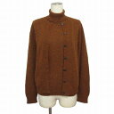 【中古】マーレンダム MARLENEDAM ニット アンサンブル カーディガン ノースリーブ タートルネック ブークレ ウール 42 茶 ブラウン レディース ...