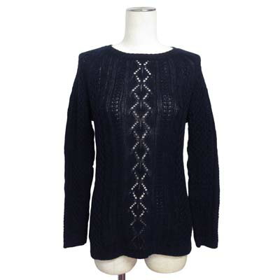 【中古】スキャパ SCAPA ニット 模様編み 綿 コットン 38 紺 ネイビー レディース 【ベクトル 古着】 2..