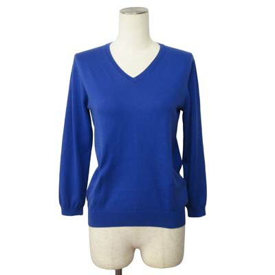 【中古】アマカ AMACA ニット 薄手 Vネック 綿 コットン 38 青 ブルー レディース 【ベクトル 古着】 260111