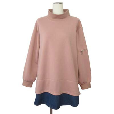 【中古】Provador 麻布プロパドール チュニック ハイネック スウェット フェイクレイヤード 裏起毛 L ピンク レディース 【ベクトル 古着】 260820