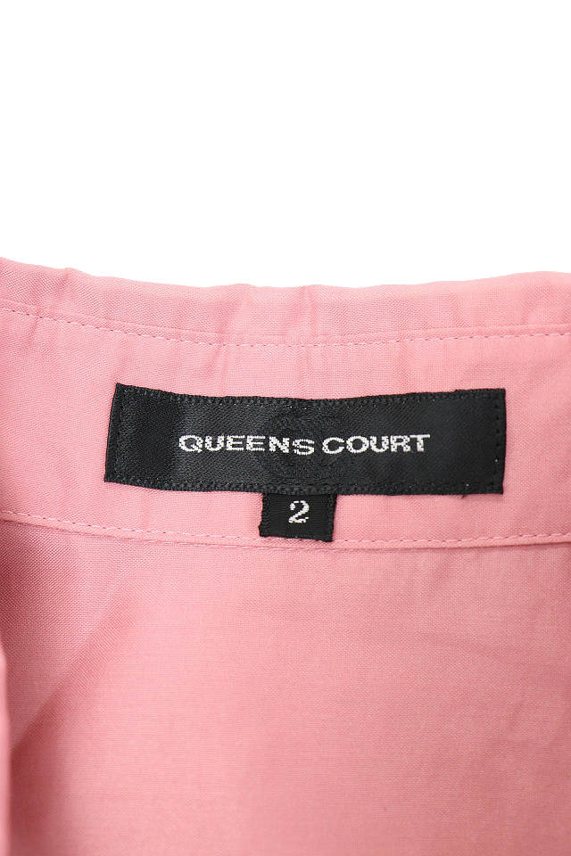 クイーンズコート QUEENS COURT チュニック ブラウス ステンカラー 半袖 ボタンアップ フリル 2 ピンク /M2O3 レディース 【中古】【ベクトル 古着】 180921 ブランド古着ベクトルプレミアム店