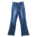 【中古】シンプリシテェ SIMPLICITE デニムパンツ ジーンズ ジーパン フレア ウォッシュ加工 フリンジ コットン 無地 M 青 ブルー ボトムス /B...