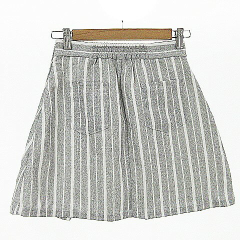 【中古】オゾック OZOC スカート フレア ミニ ストライプ タック 38 グレー /AAM6 レディース 【ベクトル 古着】 210317