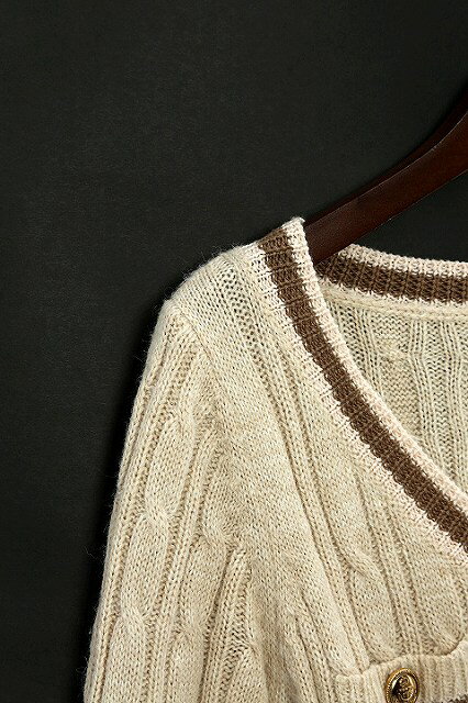 トランテアン ソン ドゥ モード 31 Sons de mode ワンピース ニット チュニック 長袖 Vネック チルデン ケーブル 腰紐 36 ベージュ /NK20 レディース 【中古】【ベクトル 古着】 181031 ブランド古着ベクトルプレミアム店