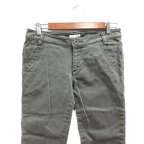 【中古】ルージュヴィフ Rouge vif クロップドパンツ デニム 2 緑 カーキ /YK レディース 【ベクトル 古着】 220128