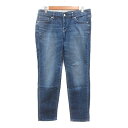 【中古】ユニクロ UNIQLO デニムパンツ ジーンズ テーパードパンツ ウォッシュ加工 27 L 紺 ネイビー /MN レディース 【ベクトル 古着】 241129(4)
