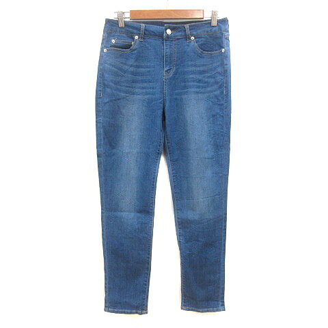 【中古】シューラルー SHOO・LA・RUE デニムパンツ ジーンズ テーパード ウォッシュ加工 L 青 ブルー /MN レディース 【ベクトル 古着】 241129