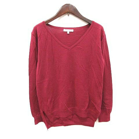 【中古】プロポーション ボディドレッシング PROPORTION BODY DRESSING ニット カットソー 長袖 Vネック ウール 2 赤 ワインレッド /CT レディース 【ベクトル 古着】 230909