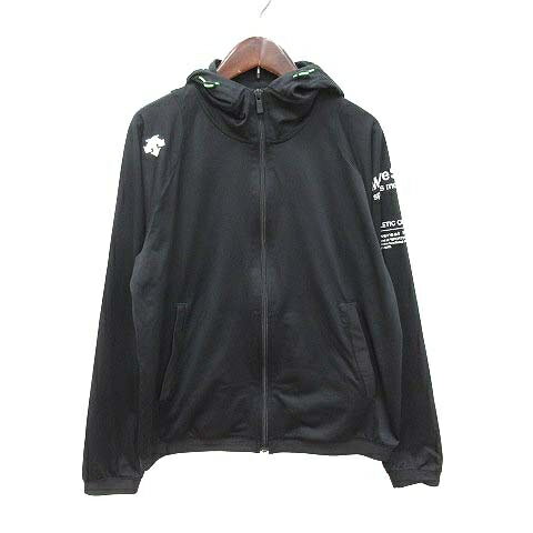 【中古】デサント DESCENTE スポーツウェア ジャージ パーカー ジップアップ ロゴプリント M 黒 ブラック /CT ■MO レディース 【ベクトル 古着】 231018