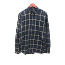 【中古】ザラ ZARA ネルシャツ ボタンダウン チェック 長袖 M 紺 ネイビー /YK メンズ 【ベクトル 古着】 231020