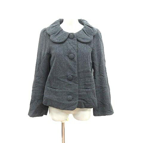 【中古】フランシュリッペ franche lippee black ショールカラーコート 総裏地 ウール M チャコールグレー /YK レディース  231121